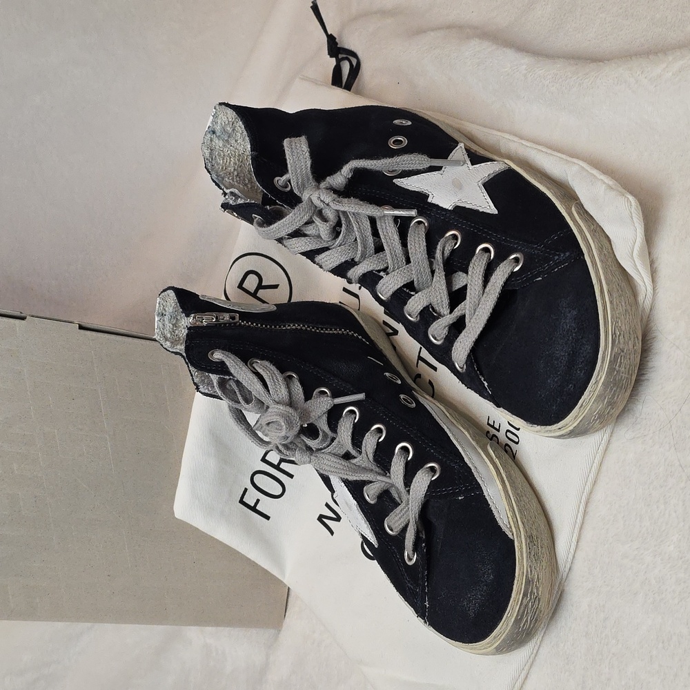Golden Goose Deluxe Brand Francy High-Top Sneakers DU size 37/ US 7 Navy - Picture 7 of 8